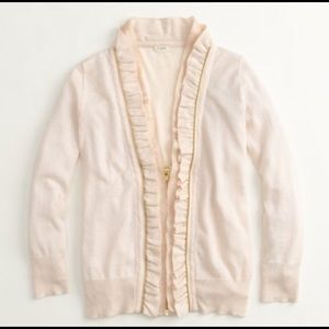 J.Crew Pale Pink Ruffle cardigan w/Zipper Detail